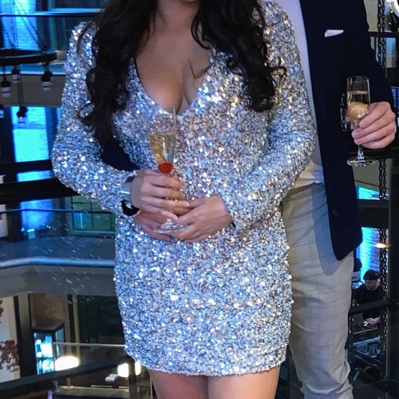 Sparkle glitter silver dress (lulus) - Picture 4 of 5